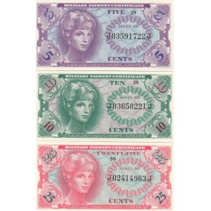 USA 5, 10, 25 Cents 1965 - Military Payment Certificates (3)