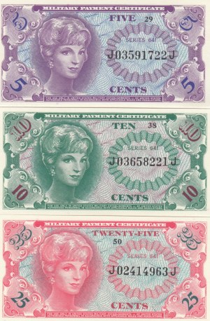 USA 5, 10, 25 Cents 1965 - Militärzahlungsscheine (3)