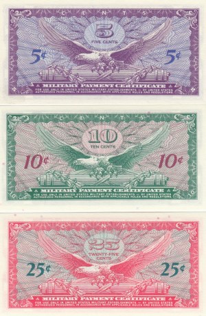 USA 5, 10, 25 Cents 1965 - Militärzahlungsscheine (3)
