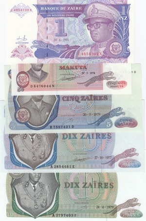 Zaire: Group of Banknotes (5)