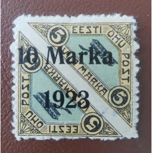 Estonsko Letecká poštovní známka s přetiskem 10 Marka 1923 na 5 Marka - Päevaleht perf.