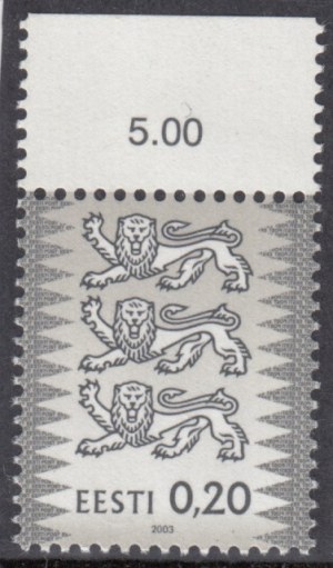 Estónsko 0,20 známka 2003 - Tlačová chyba, vytlačené na lepenej strane