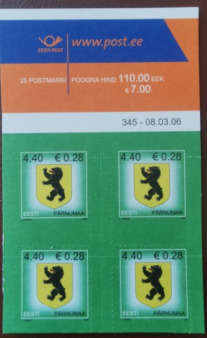 Estonia francobolli Pärnumaa 2006 Quattro blocchi - Forte spostamento verso l'alto.