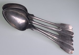 Fellin (Viljandi), (Estonia / Russia) set of Silver Spoons - Teaspoons (6) - Johann Caspar Eberhardt (1814-1855)