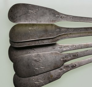 Fellin (Viljandi), (Estonia / Russia) set di cucchiai d'argento - Cucchiaini da tè (6) - Johann Caspar Eberhardt (1814-1855)