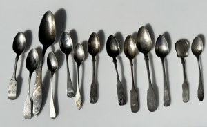 Russia (Estonia / Latvia) Silver dinner, desert & tea spoons (13)