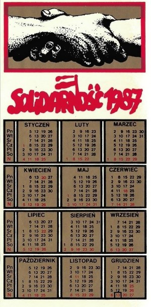 Sticker - Solidarity calendar, 1987