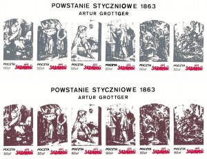Set of 12 stamps: JANUARY Uprising 1863, Arthur Grottger, Solidarity.