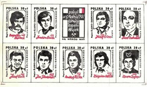 Stamps: Fallen in December 1981 miners of Wujek mine