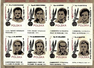 Set of eight stamps: To the paratroopers of the Home Army murdered by the UB of the People's Republic of Poland, Warsaw, 1986