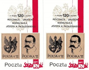 Set of four stamps of the Solidarity Post Office and the Kraków Post Office, 120th anniversary of the birth of Józef Piłsudski 1867-1987