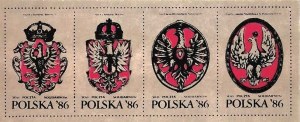 Satz von vier Briefmarken mit Emblem, Postamt der Solidarität