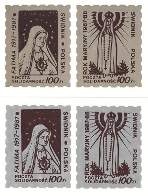 Set of four stamps of the Solidarity Postal Service: Fatima 1917-1987, Marian Year 1987-88