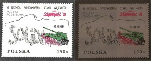 Série de timbres : Service postal clandestin, SOLIDARITÉ '87 ; VIe anniversaire de l'imposition de la loi martiale, 13.XII.1981