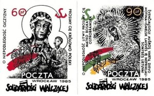Set of two stamps of Solidarność Walcząca, Wrocław 1985, For the Independence of the Fatherland
