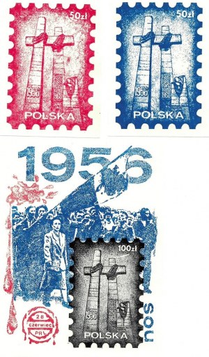 Set of three stamps June 28, 1956, People's Republic of Poland