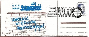 RKW Toruń Solidarität; Befreiung der politischen Gefangenen (Postkarte)