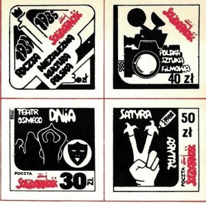 Satz von vier Briefmarken der Solidarität, 1980-1985