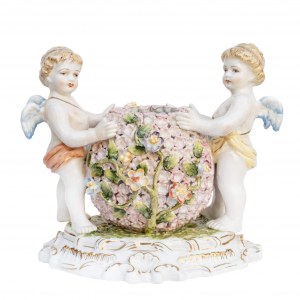 Artist unrecognized, Porcelain with R.B. angels, 20th century.