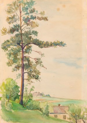 Jerzy HERBST (1907-1975), Drzewo na wzgórzu