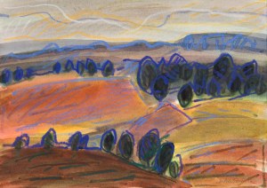 Danuta MAKOWSKA (nata nel 1930), Paesaggio con alberi, 1989