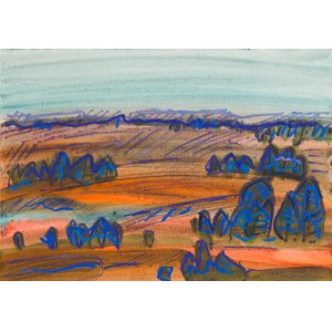 Danuta MAKOWSKA (geb. 1930), Landschaft mit blauen Bäumen, 1989