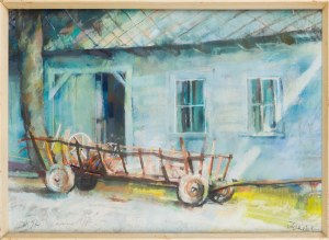 Nicht näher bezeichneter Künstler, polnisch (20. Jahrhundert), Leiterwagen in Lanckorona, 1997
