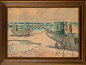 Stanislaw BORYSOWSKI (1901-1988), Boats on Hel, 1977