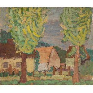 Irena CZAJKOWSKA (20th century), Landscape with two poplars