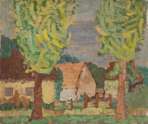 Irena CZAJKOWSKA (20th century), Landscape with two poplars