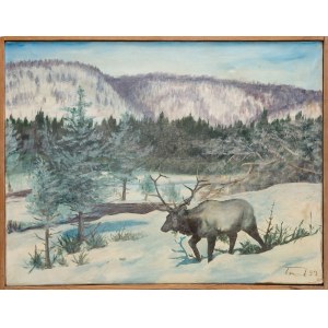 TOMCZYK (20th century), Deer in winter, 1999