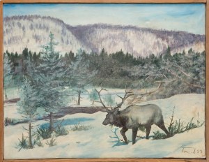 TOMCZYK (20th century), Deer in winter, 1999