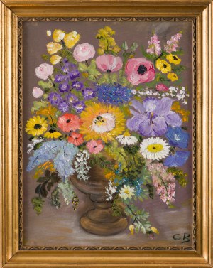 Maler unbestimmt, monogrammiert GB (20. Jahrhundert), Blumenstrauß in einer Vase