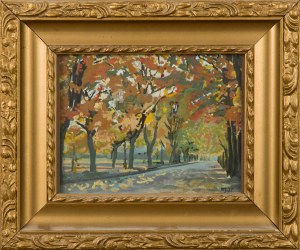 Painter unspecified, monogrammed WJ (20th century), Autumn walk in the park, 1937