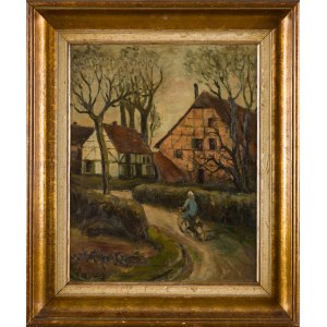 Peintre non spécifié, Allemand( ?), monogramme G. v. W-B (20e siècle), Bicyclette à travers la campagne