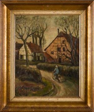 Painter unspecified, German(?), monogrammer G. v. W-B (20th century), Bicycle through the countryside