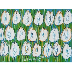 Edward Dwurnik, Białe tulipany, 2018