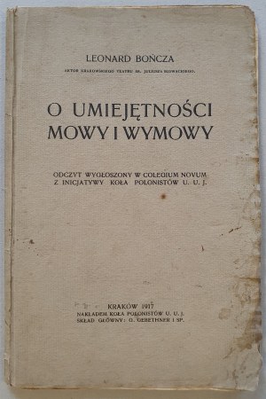 Boncza Leonard - O zručnosti reči a výslovnosti, 1917.