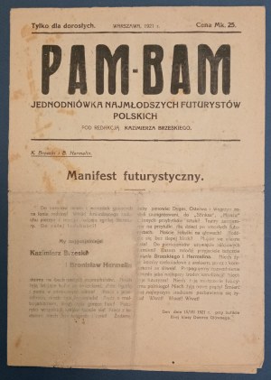 Pam-Bam. Jednodniówka najmłodszych futurystów polskich, 1921 [K. Brzeski]