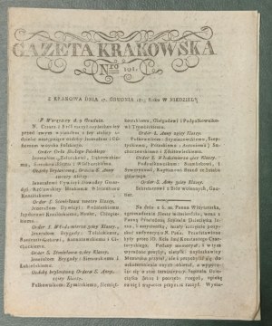 Gazeta Krakowska Nr 101 z 1815 roku - wyjazd cara z Warszawy