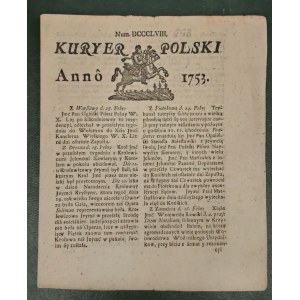 Kuryer Polski r. 1753, Num. DCCCLVIII (nr 858, z ok 28/29 lutego)