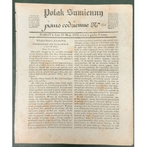 Polak Sumienny, r.1831-nr 154. Powstanie listopadowe [podatek dla Żydów, list Skrzyneckiego]