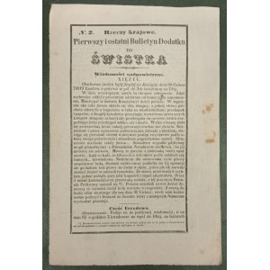 [Świstek] N.2. Rzeczy krajowe. Pierwszy i ostatni Bulletyn Dodatku do Świstka [satyra]