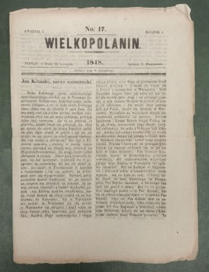 Wielkopolanin, r.1.:1848 nr 17 - Jan Kiliński, wieści z Król. Polskiego i o Lidze Polskiej.