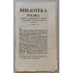 Biblioteka Polska - sprawozdanie na koniec roku i zaproszenie do prenumeraty, 1825 rok