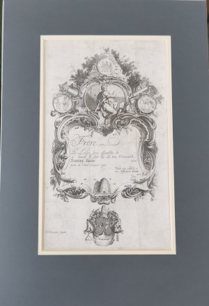Freimaurerdiplom (Einladung?) aus der ersten Hälfte des 18. Jahrhunderts, aquaf. Eberspach [Freimaurerei].