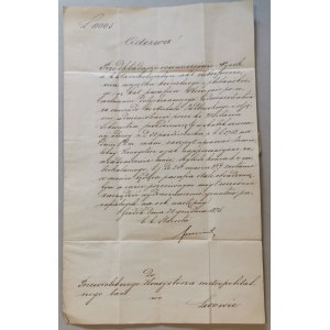 [List urzędowy] Odezwa do Konsystorza Metropolitalnego we Lwowie, 1876 [obsadzenie parafii]