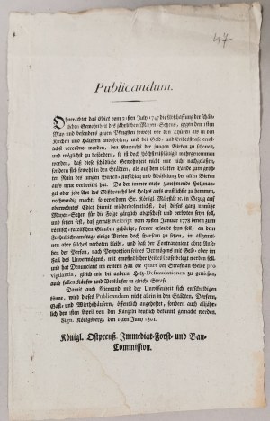 Publicandum - Oznámení o nezákonném obchodu se dřevem, 1801.
