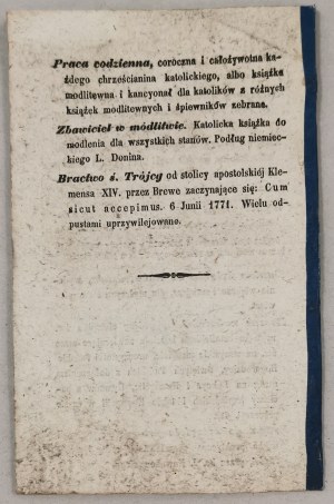 Regeln des Lebendigen Rosenkranzes. [herausgegeben und gedruckt von J.A. Pelar, Rzeszów, 1859].