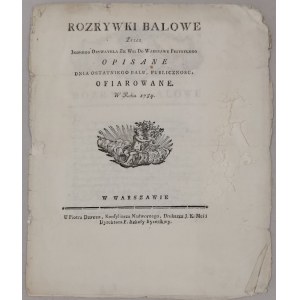 Rozrywki Balowe Przez Jednego Obywatela Ze Wsi Do Warszawy Przybyłego, 1784.